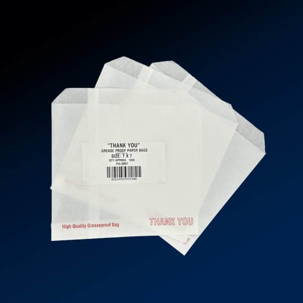 Greaseproof Bag 'Thank You' 7x7" 180x180mm Box of 1000