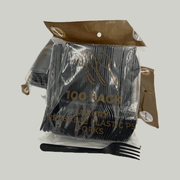 Black HD Plastic Forks 10 x 100