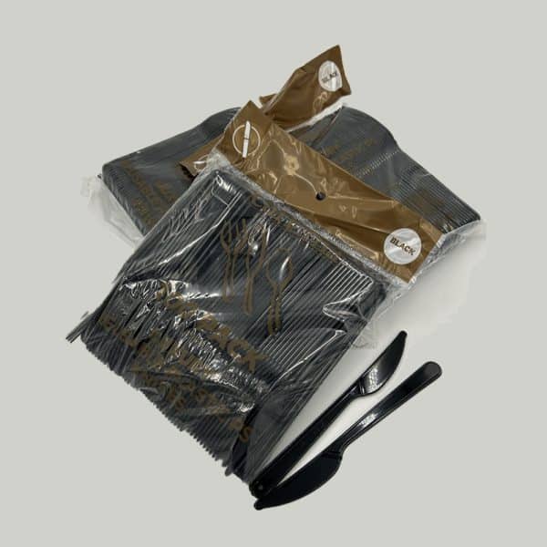 Black HD Plastic Knives 10 x 100