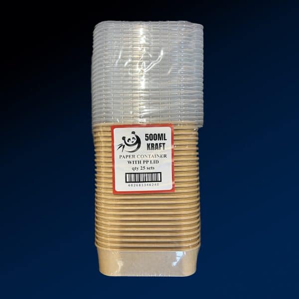 Rectangular Kraft Container & Lid 500ml (8x25) 200 Sets