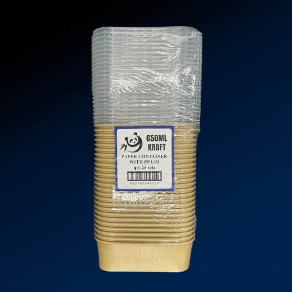 Rectangular Kraft Container & Lid 650ml (8x25) 200 Sets