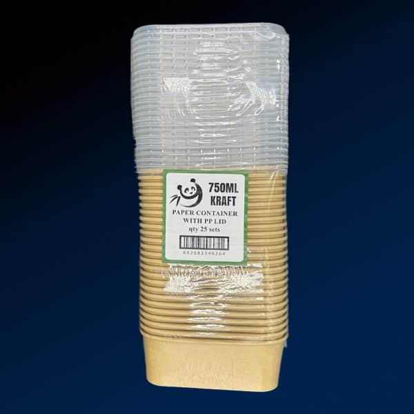 Rectangular Kraft Container & Lid 750ml (8x25) 200 Sets