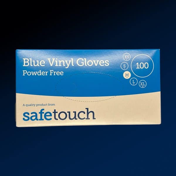Medium Vinyl Gloves Powder Free Blue 10 Packs of 100